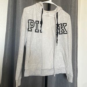 PINK grey zip up hoodie